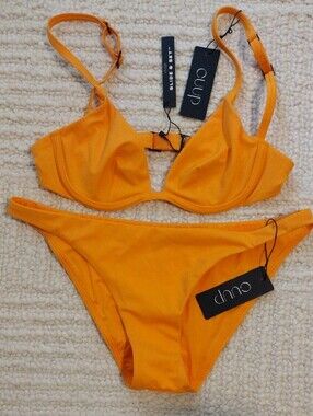 CUUP Bright Orange The Plunge Underwire Bikini Set New With Tags Size 2